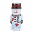 Caja metálica navideña muñeco de nieve 24cm vista frontal fondo blanco