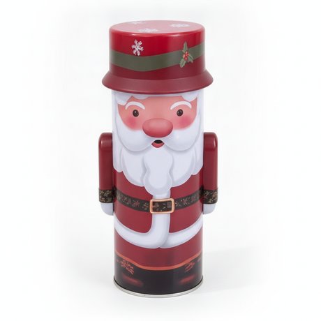 Caja metalica navidad Viejito Pascuero 24cm vista frontal fondo blanco