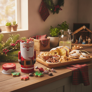 Lata metálica navideña con galletas cocina hogar chileno Navidad