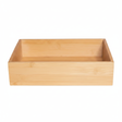Caja organizadora madera cubiertos utensilios vista frontal fondo blanco
