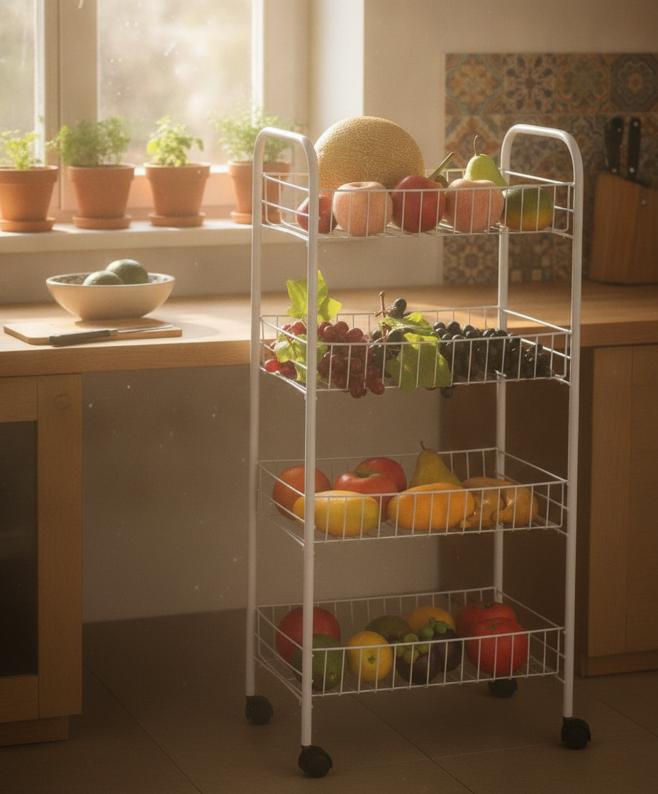 Verdulero frutero metálico 4 niveles cocina chilena luz natural hogar