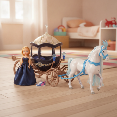 Set carruaje princesa escala real dormitorio niña suelo madera