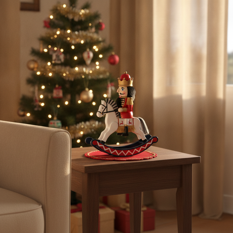 Cascanueces caballo balancín decoración navidad living chileno árbol navideño