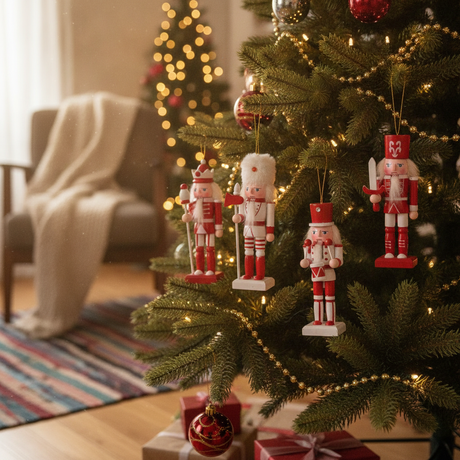 Cascanueces soldados navideños colgando arbol navidad living chileno decoracion