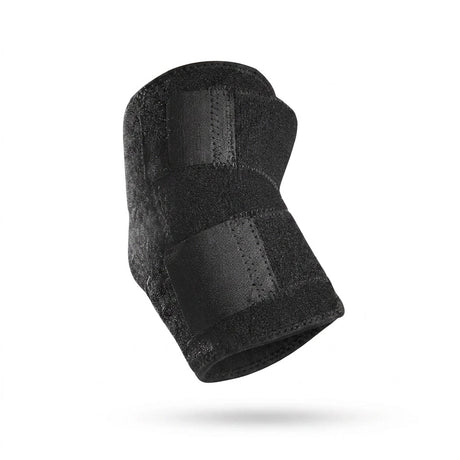 Codera ortopédica neoprene velcro ajustable negra vista frontal desplegada