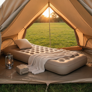 Cama inflable individual camping carpa verde al aire libre con frazada y almohada