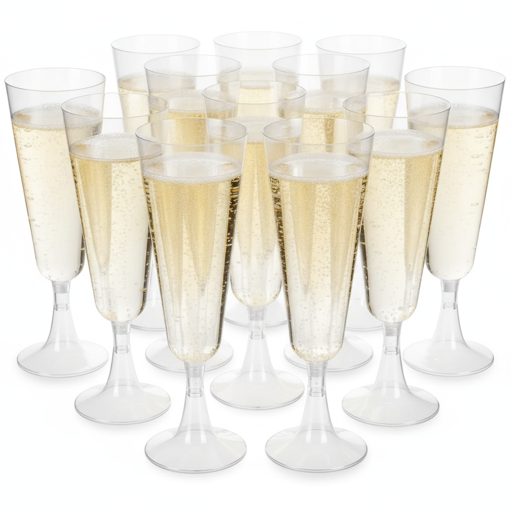 Copas champagne plastico acrilico transparente 162ml pack 10 vista frontal