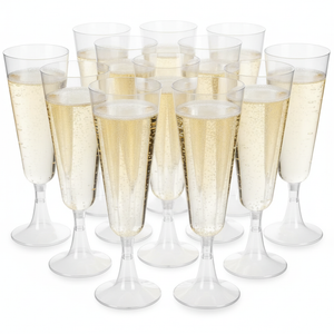 Copas champagne plastico acrilico transparente 162ml pack 10 vista frontal