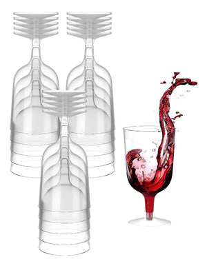 Set 10 copas vino acrílico plástico transparente apiladas vista frontal
