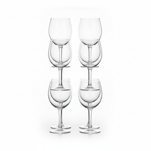 Set 10 copas vino acrílico plástico transparente apiladas vista frontal