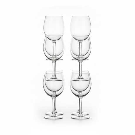 Set 10 copas vino acrílico plástico transparente apiladas vista frontal
