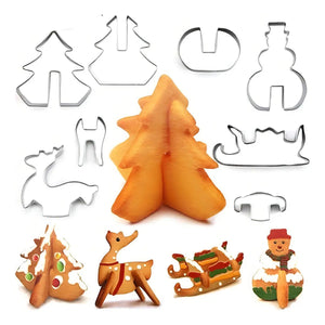 Niño y adulto armando galletas navideñas 3D reno trineo cocina chilena