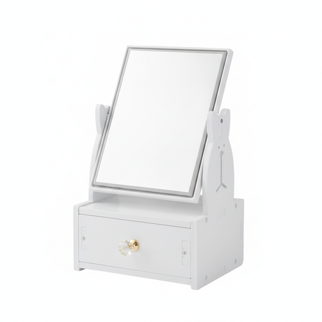 Cosmetiquero organizador espejo con cajon blanco vista frontal