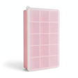 Cubetera silicona con tapa 15 cubitos rosa vista frontal fondo blanco