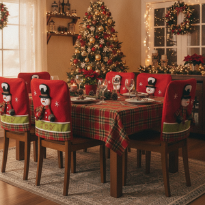 Cubre sillas navideñas comedor chileno decoracion navidad muñeco nieve rojo
