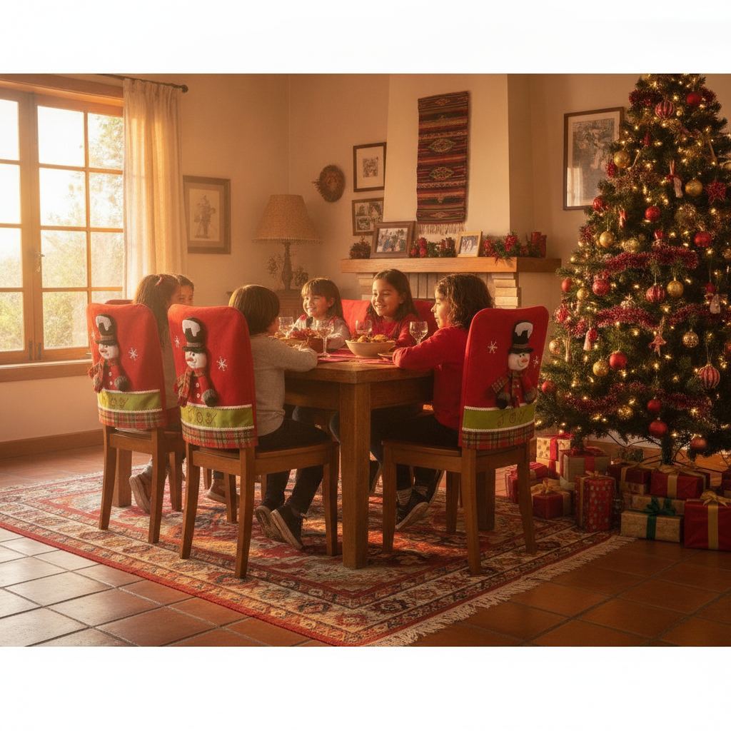 Fundas para sillas navidad living chileno celebracion fin de año muñeco nieve