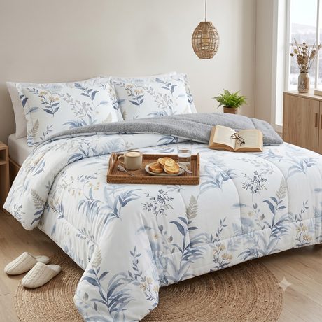 Cubrecama Martiné Larisa microfibra estampada sherpa gris 2 plazas vista frontal