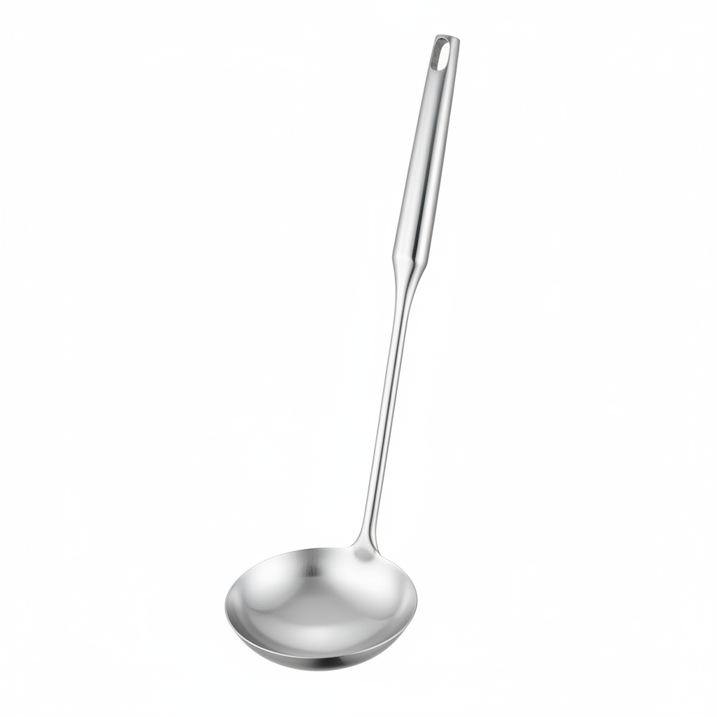 Cucharon acero inoxidable Wens 34cm vista frontal fondo blanco