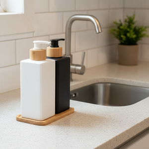 Dispensador jabón cerámica cocina chilena moderna sobre mesada