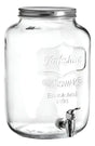 Dispensador vidrio vintage 5 litros con grifo plateado vista frontal fondo blanco