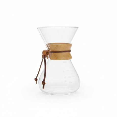 Cafetera dripper V60 vidrio borosilicato 400ml mango madera vista frontal