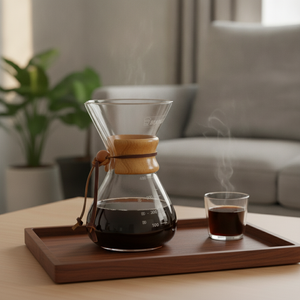 Dripper V60 madera living chileno taza café negro tarde