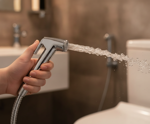 Instalación pistola bidet cromada baño casa rodante motorhome