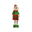 Duende navideño de pie 45cm muñeco tela verde rojo vista frontal