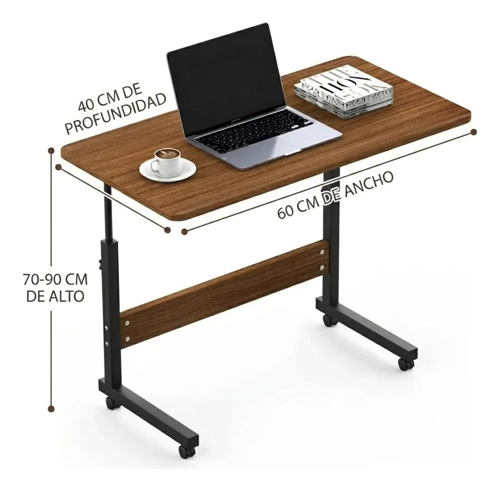 Mesa auxiliar con ruedas altura ajustable uso en cama dormitorio hogar