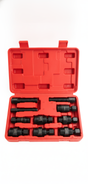 Juego extractor volante motor moto 10 piezas acero negro estuche rojo vista frontal