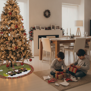 Cubre base arbol navidad 120cm con muneco nieve santa reno hogar chileno