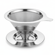 Filtro cafe reutilizable acero inoxidable pour over con base circular vista frontal