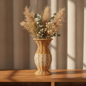 Florero yute con flores secas pampas living bohemio sin agua