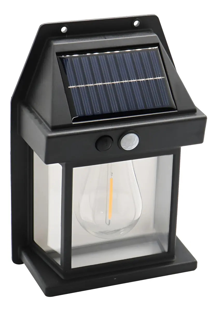 Foco solar sensor movimiento exterior ampolleta filamento vista frontal fondo blanco