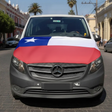 Cubre capot bandera Chile funda elástica 110x170 vista frontal fondo blanco
