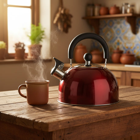 Tetera Sicilia 2500 ml Acero Inoxidable 25S Wens Cocina Rojo | Disparo.cl