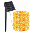 Guirnalda luces hada solar 10 metros calida panel solar vista frontal