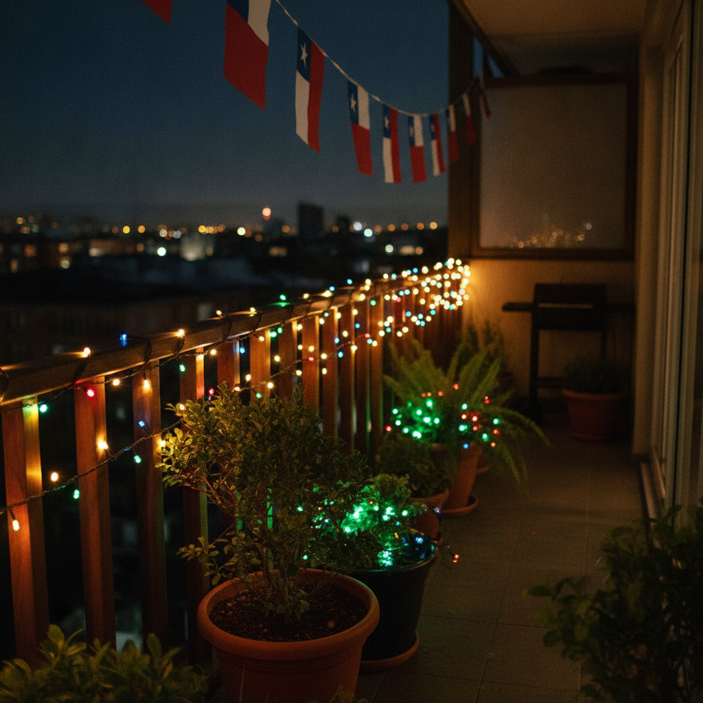 Luces solares navidad arbol jardin multicolor exterior noche hogar chileno