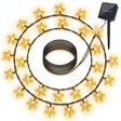 Guirnalda solar 50 LED estrellas luz cálida exterior vista frontal producto