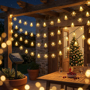 Guirnalda luces navideñas solares quincho parrilla chileno decoración festiva