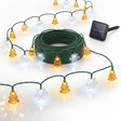 Guirnalda solar navidad 20 LED arbolitos copos nieve bicolor fondo blanco