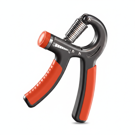 Ejercitador fortalecedor de manos ajustable hand grip negro rojo vista frontal