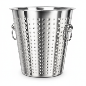 Hielera acero inoxidable martillada Cuiner 22cm con asa argolla vista frontal