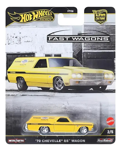 Hot Wheels Premium Car Culture Fast Wagons 70 Chevelle SS Wagon amarillo 2/5 en blister original