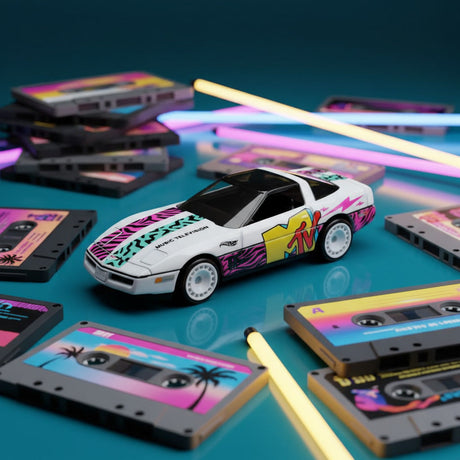 Detalle de ruedas Real Riders Hot Wheels Premium 84 Corvette MTV