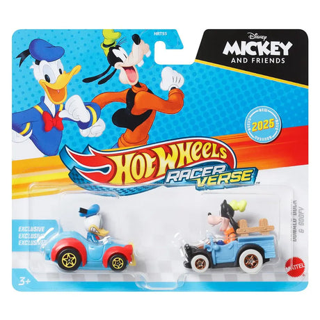 Pack Hot Wheels RacerVerse 2025 Pato Donald y Goofy Disney en blíster original