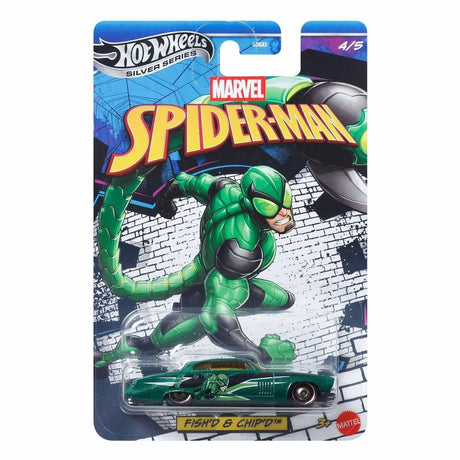Hot Wheels Silver Series Fishd Y Chipd Marvel Scorpion 4/5 verde metálico ruedas doradas