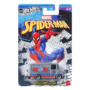 Hot Wheels Silver Series Combat Medic 5/5 Spider-Man Marvel vista frontal en blíster