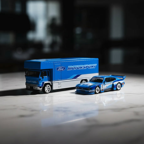 Hot Wheels Premium die cast camión azul Ford Motorsport vista frontal