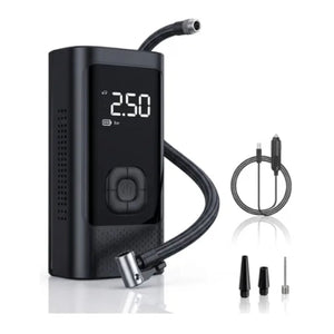Inflador neumáticos portátil digital 150PSI negro vista frontal fondo blanco